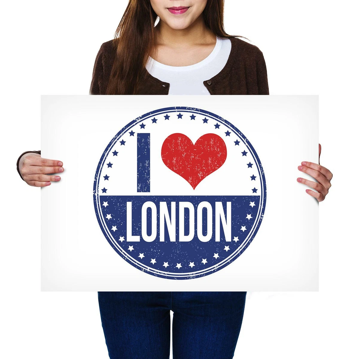 A2 I Love London UK Big Red Heart Size A2 Poster Print Photo Art Gift 5226