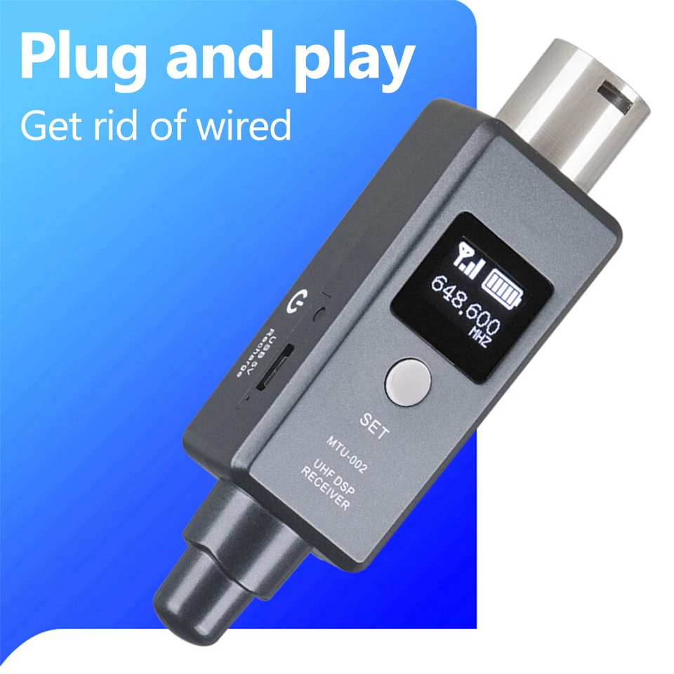 UHF Microphone Wireless System Mic Adapter XLR Wireless Transmitter & Receiver - Image 3 of 4