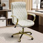 Luxury Office Chair Tufted Design Gold Frame Adjustable Height & 360° Swivel