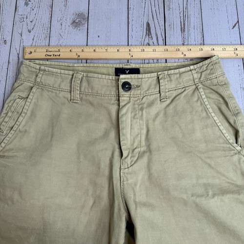 American Eagle Chino Khaki Longboard Shorts Mens 31 Preppy Brown Tan Pockets - Picture 9 of 11