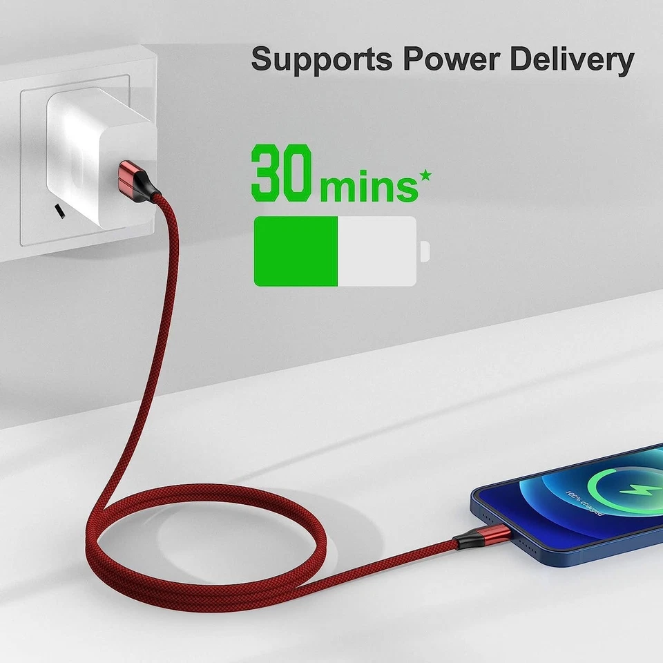 3 Pack Fast Charger Cable Heavy Duty For iPhone 14 13 12 11 XR 8 7 Charging Cord - Image 3 of 4