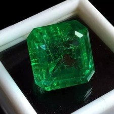 Emerald Green Asscher Cut Natural Certified Colombian 12-14 Ct Loose Gemstone