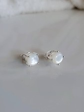 Mother Of Pearl Dainty Studs Sterling Silver 925 Stamped Earrings Gift For Girls
