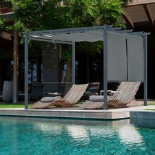 Aoodor 10x10 ft Outdoor Pergola with Retractable Canopy Shade Shelter for Back