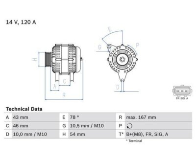Generator Bosch 0986049171 for Ford C-Max Focus II Kuga I