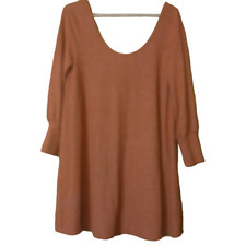 ASOS Women's Size 8 Long Sleeve Orange Scoop Neck Mini Shift Sweater Dress