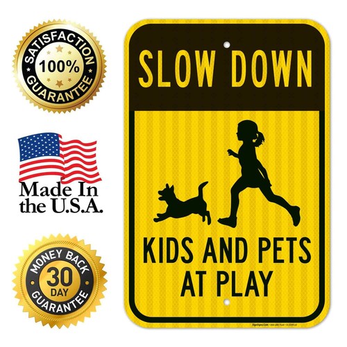 Slow Down Kids And Pets At Play Sign, Traffic Sign, - 第 13/71 張圖片