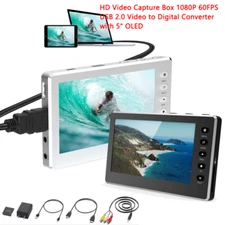 HD Video Capture Box 1080P 60FPS USB 2.0 Video to Digital Converter with 5" OLED