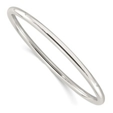 Sterling Silver Polished 4mm Tube Slip-on Bangle Bracelet for Women 8.06gm
