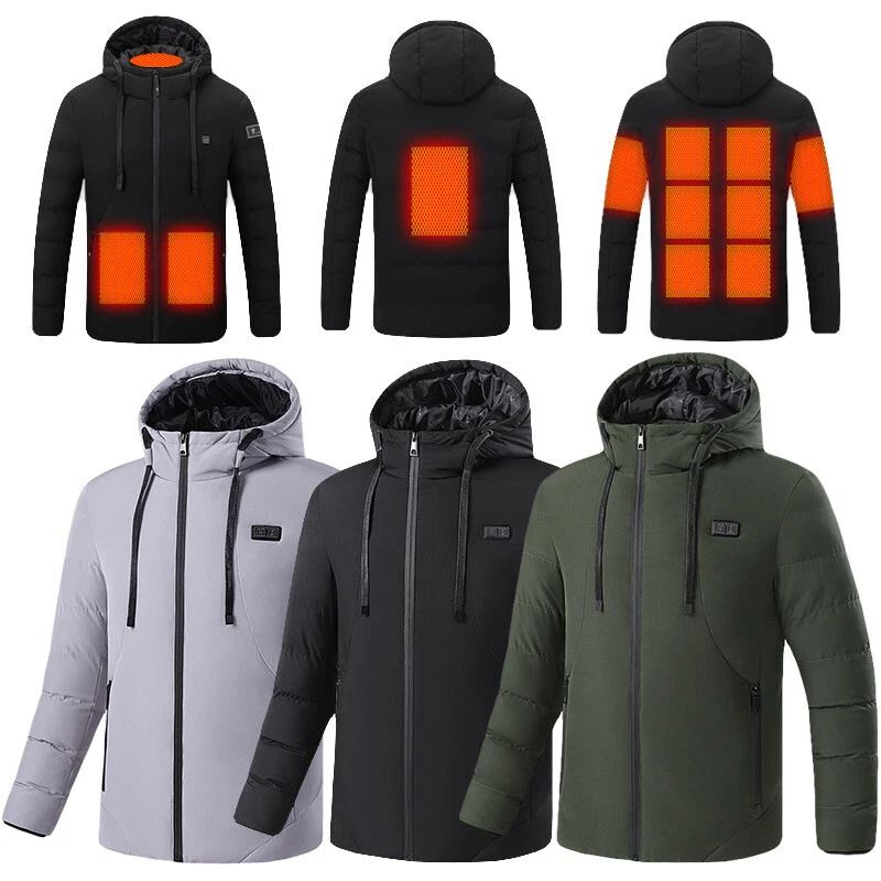 Uomo Elettrico Riscaldato Giacca USB Tuta Warm Up Giacca Invernale