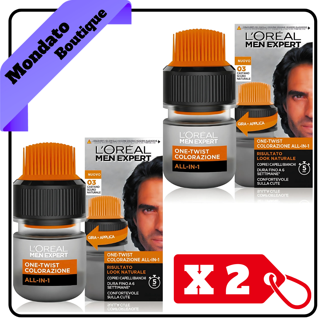 TINTA L'OREAL MEN EXPERT ONE TWIST N.03 CASTANO SCURO (X2)