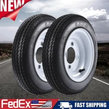 2 Pack Trailer Tires on Rims 4.80-8 4.80x8 480-8 6PR Load Range C, 4 Lug 4" PCD