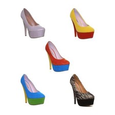 Scarpe plateau donna tacco alto plateau in vari colori taglia UK 3-8