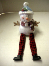 Snowman Figurine By Young's, Rustic, 1 Piece, 5" Sitting, Resin, Brand New