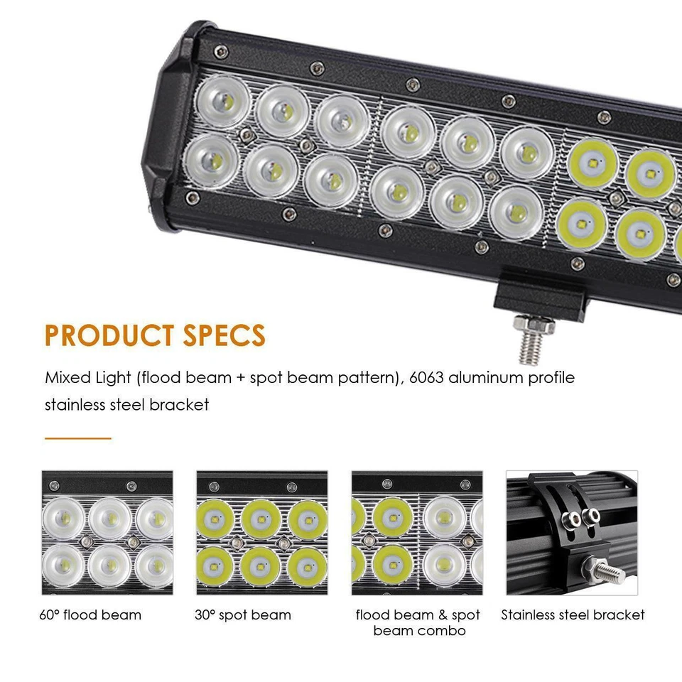 Combo de barra de luz LED de tres filas AUXBEAM 20" lámpara de haz para camioneta Chevrolet Silverado Foto 3 de 4