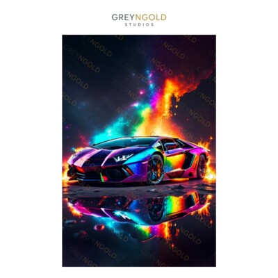Lamborghini Colorful sport car Poster Wall Art Print pick size A4/A3/A2/90x60cm