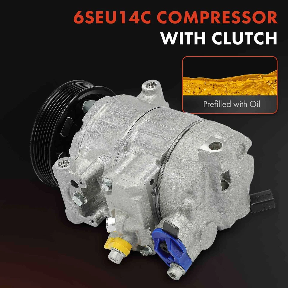 A/C Compressor w/ 6SEU14C Style & 6-Groove for Audi A4 Quattro A5 A6 Quattro Q5 Foto 3 de 4