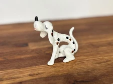 Vintage White Porcelain Ceramic Spotted Hound Beagle Dog Dalmatian Figurine MCM