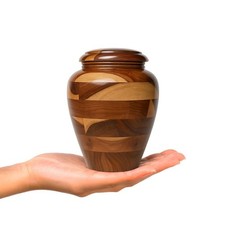 Small Wooden Cremation Urn   Handcrafted Memorial for Human Ashes, Funeral