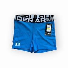 Under Armour Heat Gear Shorty Compression Shorts Size M Women Blue Activewear