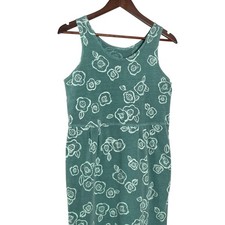Vintage 90s Maxi Sun Dress Medium M Sage Green White Floral Cottagecore