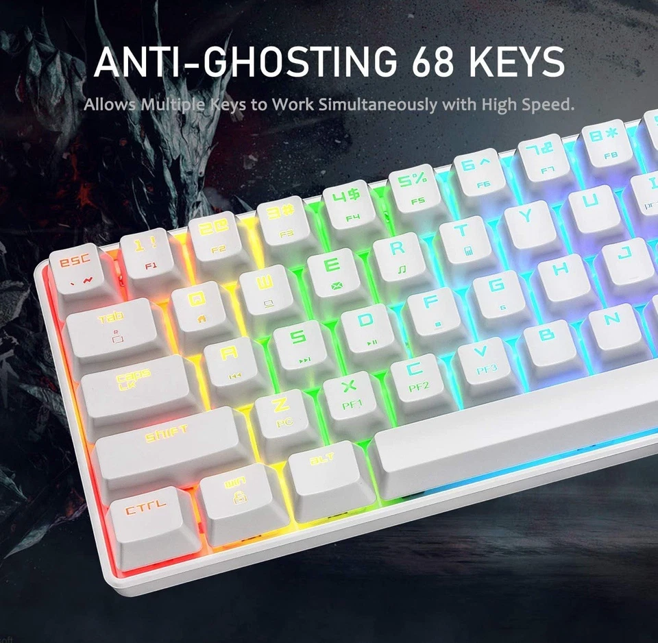 Magic Refiner 64% Mechanical Gaming Keyboard USB 68 Keys LED Backlit Waterproof - Image 4 of 4
