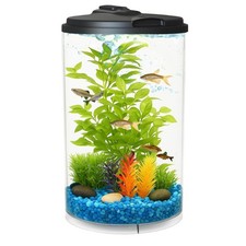 3-Gallon 360 Aquarium with LED Lighting 7 Color Choices and Power Filter, Idea