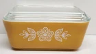 Vintage Pyrex 501-B 502 Refrigerator Dish Lot Golden Butterfly Glass Lids
