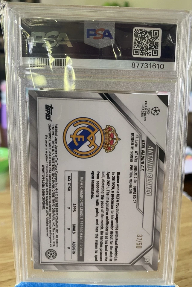 2021-22 Topps Chrome UEFA Antonio Blanco #154 Orange /50 POP 1 - Image 2 of 2