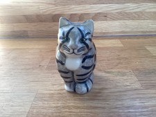 Quail Ceramics Small Cat Figurine Dave Black Grey Tabby 3"