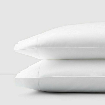 Sferra Leonardo White Standard Pillowcases 2 Solid 100% Cotton Percale Italy NEW