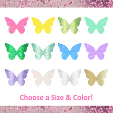 Glitter Fairy Wing Butterfly Stickers - 0.3 to 3 inch - Choose a Size  Color 