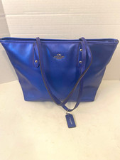Coach City Zip Tote Shoulder Bag, Crossgrain Leather, Vivid Cobalt Blue, F37153