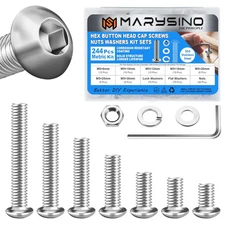 244 Pieces M5 Screw, Button Head Socket Cap Metric Screws Assortment Kit, 304 St