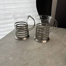 "Leonardo Balance"2-glasses w/ Stainless Steel Handle Clean Lines-Classic Design