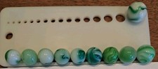 Estate Sale Lot 10 Green Marbles 1 UV Reactive Different Sizes