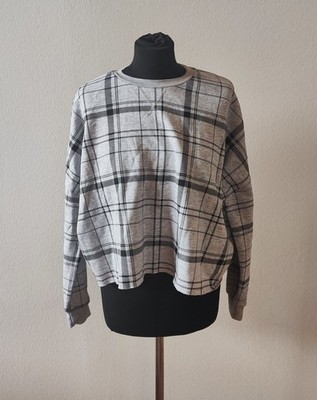 Trendy Pulli Pullover Crop Sweater Karomuster kariert grau/schwarz Primark Gr. M