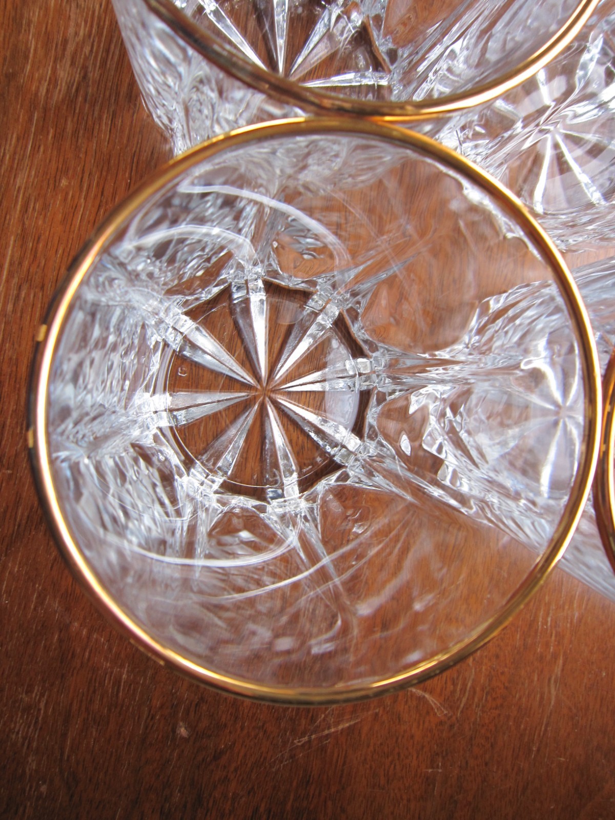 Vintage Double Old Fashion Glasses Gold Rimmed Whiskey Circleware Set Of 4