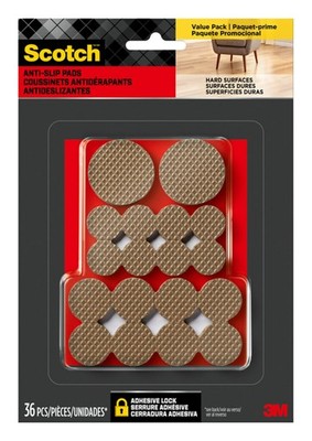 Scotch Gripping Pads Value Pack, Round, Brown, 3/4'', 1'' & 1-1/2'', Kkkk 