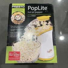 Presto Poplite Popcorn Machine Stock No. 04820 Hot Air Popper White Yellow - NEW