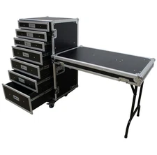 Harmony Cases Portable Rolling 7 Drawer Production Vendor Show Work Case Table