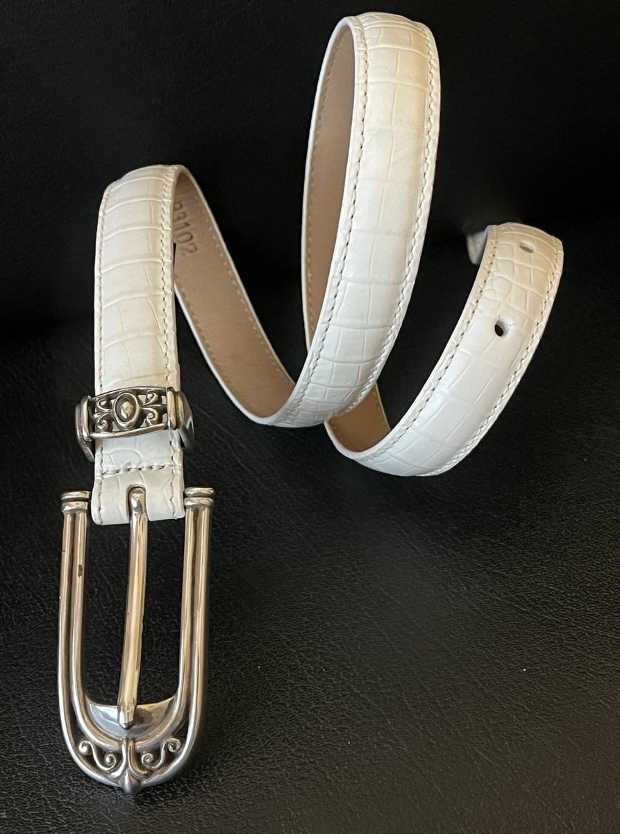 Brighton White Faux Croc Leather Belt S/28 | eBay