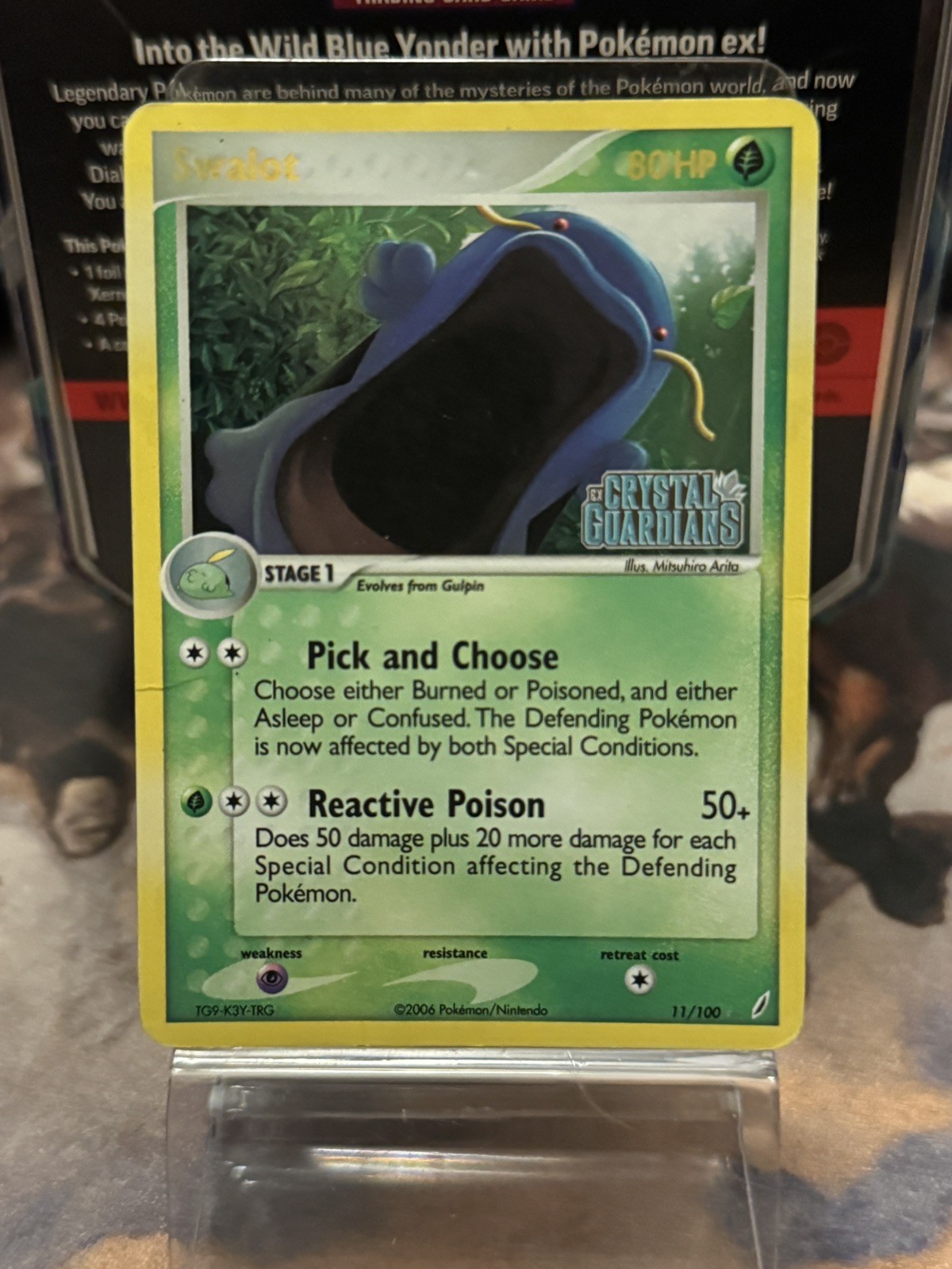 Pokemon Card Crystal Guardians Swalot 11/100 Reverse Holo Rare STAMPED Damaged 