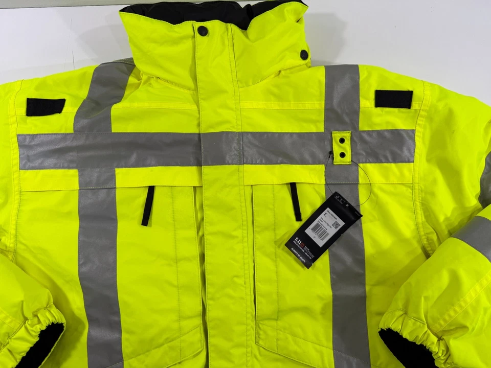 NWT LARGE 5.11 TACTICAL MENS 3-IN-1 PARKA JACKET HIGH VIS YELLOW 48033 w BLEMISH - Image 2 of 4