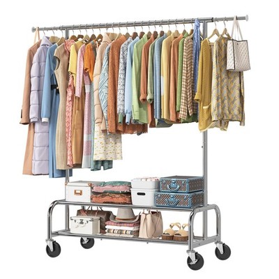 Simple Trending Heavy Duty Clothes Rack, Rolling Clothing Rack for Hanging Cl...