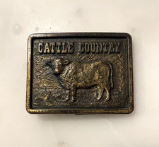 Vintage Nutrena Feeds Cargill CATTLE COUNTRY Brass Cowboy Belt Buckle