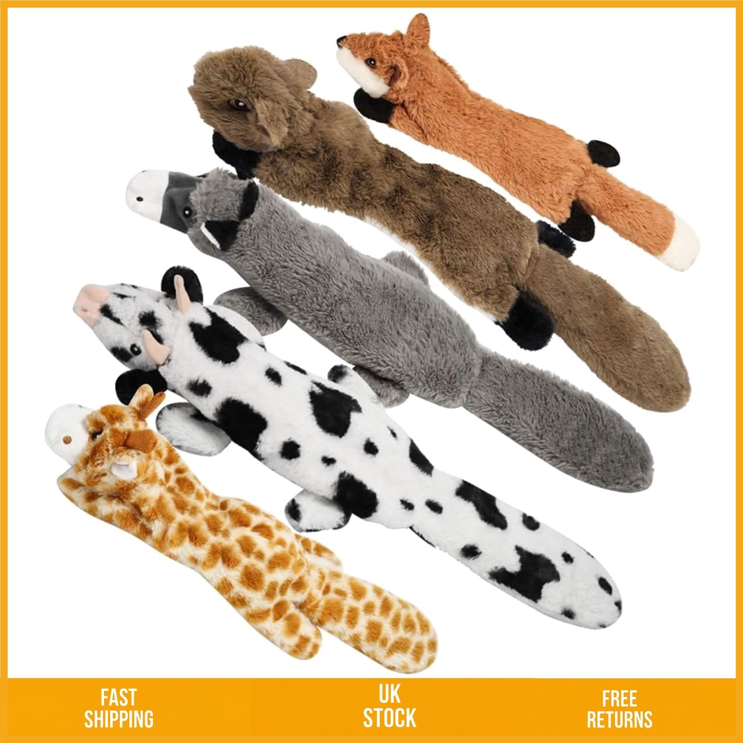 Durable Nearly Indestructible Plush Squeaky No Stuffing Dog Toys 5 Pack 18-22in