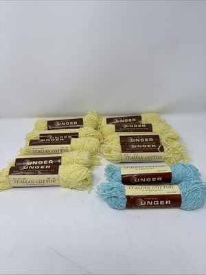UNGER LOT OF 11 100% Cotton Yarn 9-yellow 2- Baby Blue