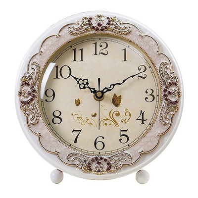 Justup Vintage Table Clock, Retro Non-Ticking European Style Beside Mantle De...