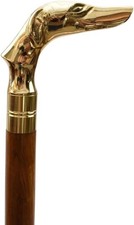 Vintage Brass Greyhound Dog Head Walking Stick Designer Handmade Walking Cane